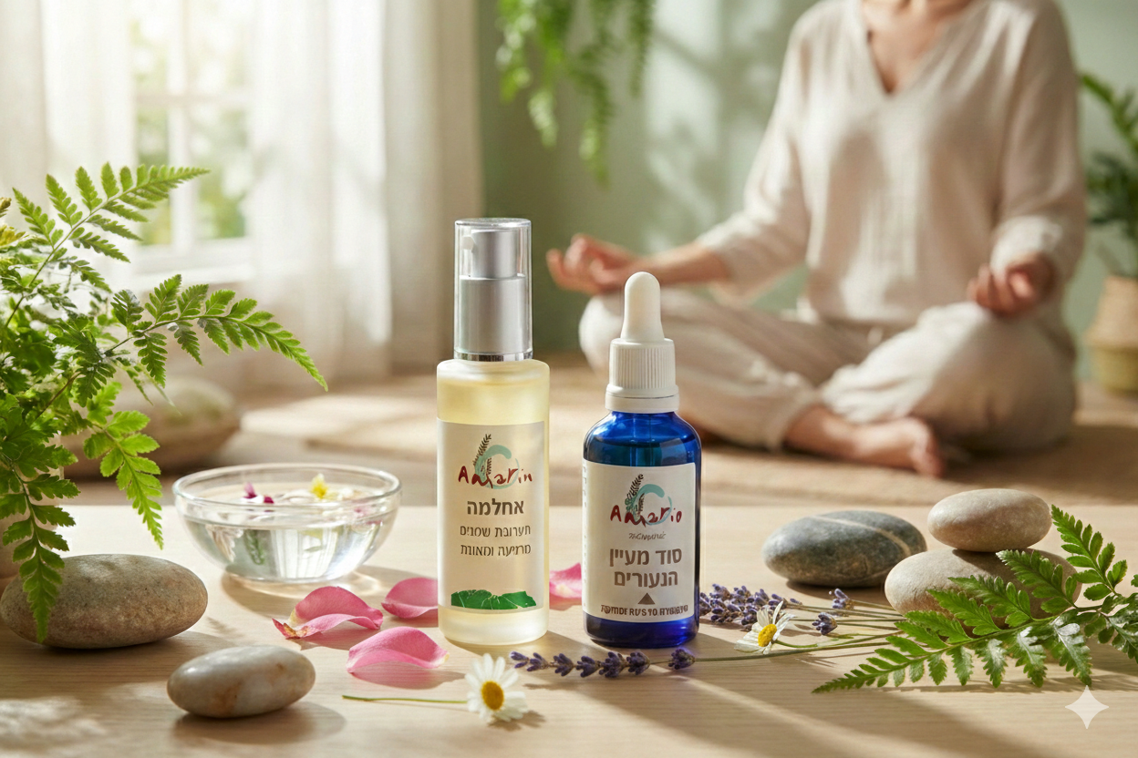 ערכת שלווה פנימית אמריו שמן אחלמה וטיפות הרגעה טבעיות